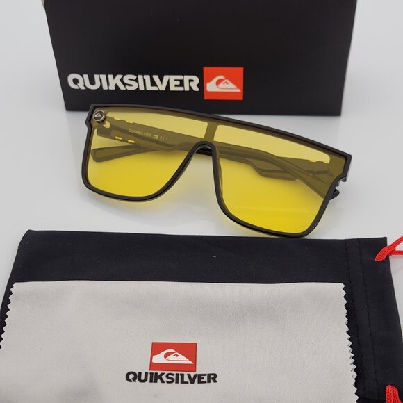 Quiksilver Shield Sunglasses Black Frame Yellow Tint Night Driving Shield Q5 - Picture 2 of 12
